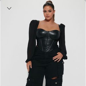 Fashion Nova Black Handle It Corset Top in a Size 2XL